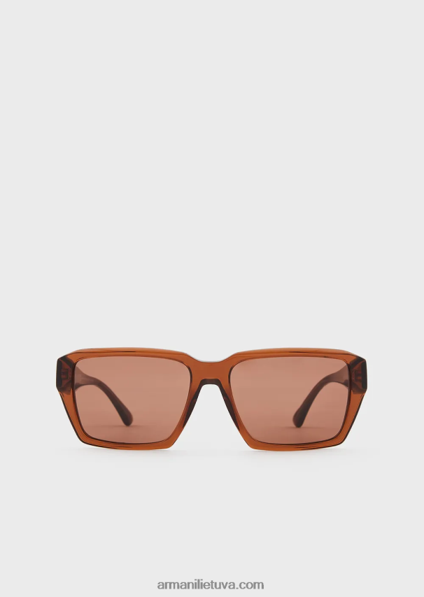 vyrų rudas Armani stačiakampiai saulės akiniai 02482X2278