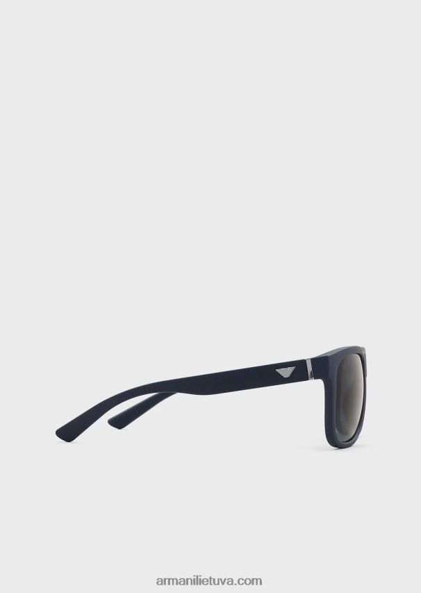 vyrų tamsiai mėlyna Armani stačiakampiai akiniai nuo saulės su keičiamomis kojelėmis 02482X2330