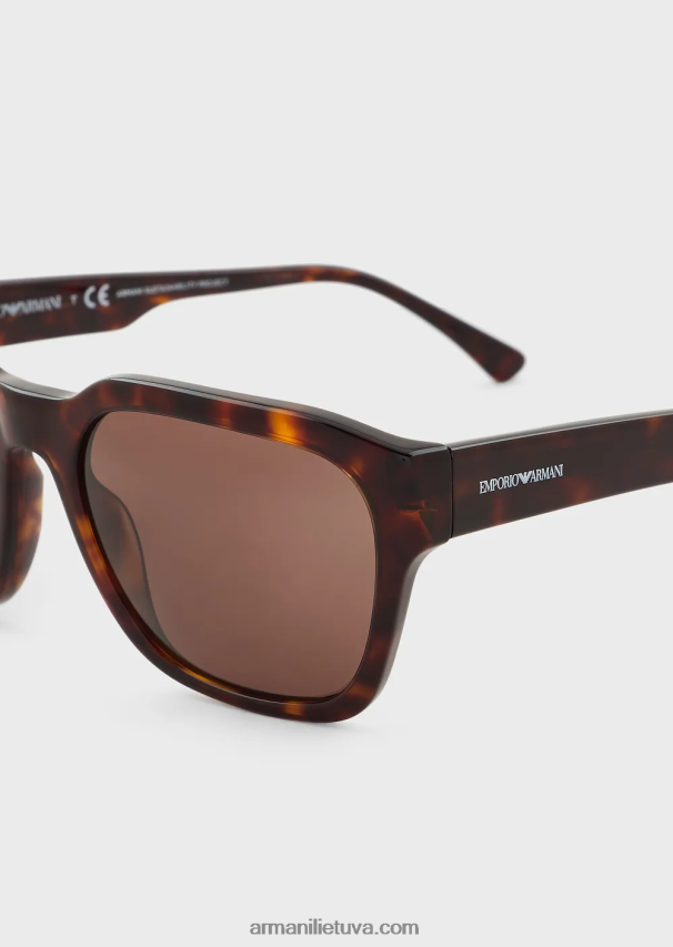 vyrų tamsiai rudas Armani kvadratiniai akiniai nuo saulės 02482X2283