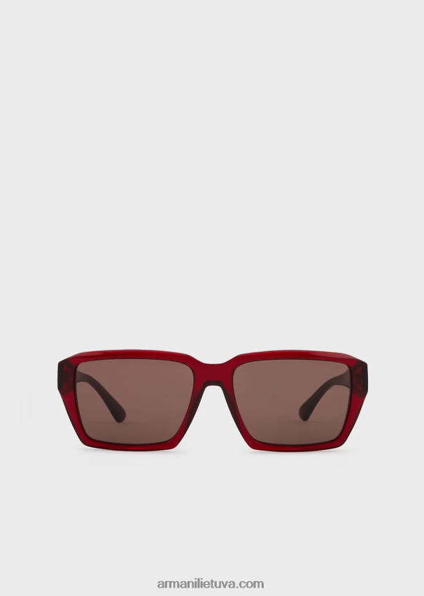 vyrų tamsiai rudas Armani stačiakampiai saulės akiniai 02482X2335