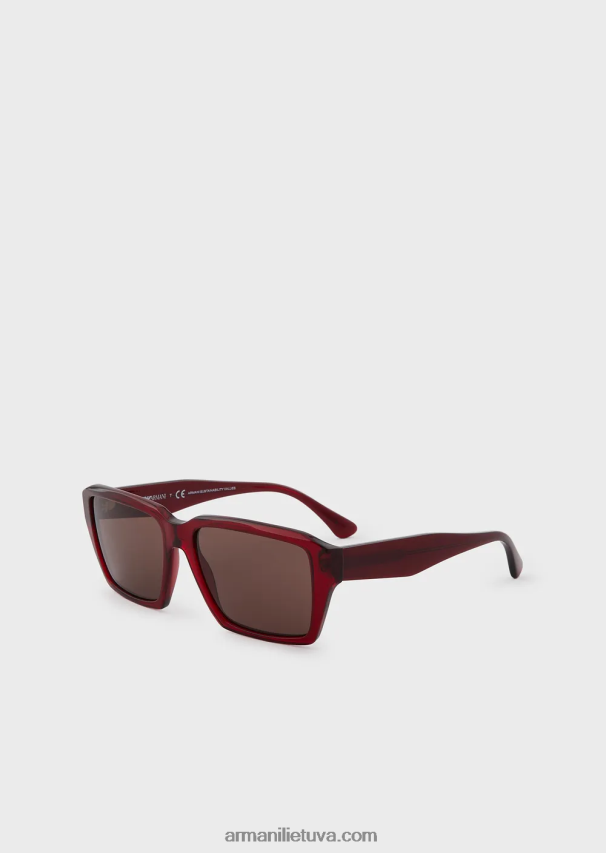 vyrų tamsiai rudas Armani stačiakampiai saulės akiniai 02482X2335