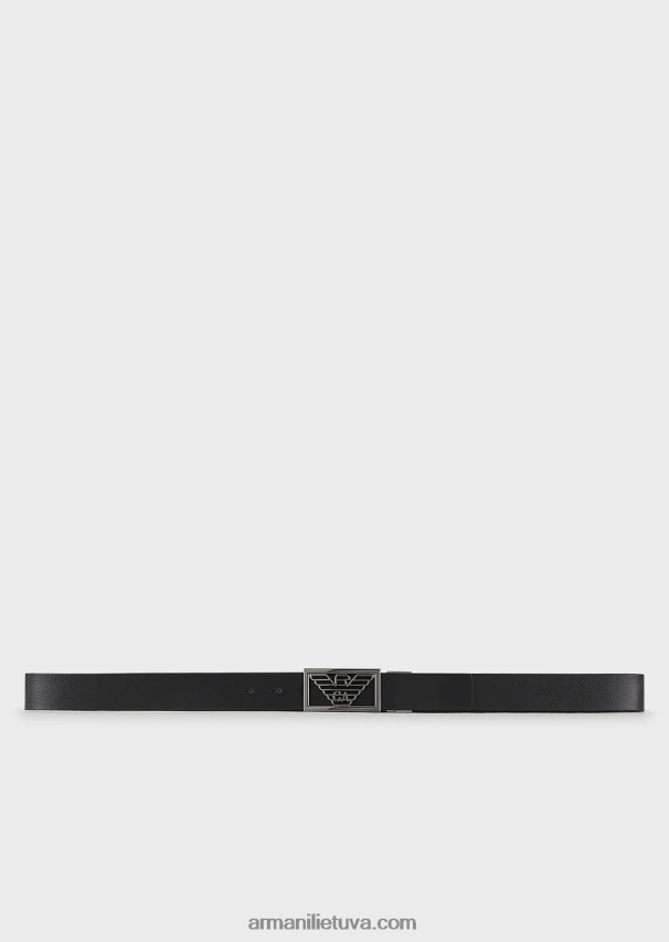 vyrų juodas Armani apverčiamas odinis diržas su viena puse iš palmellato odos 02482X2009