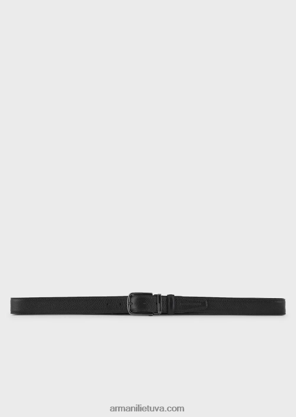 vyrų juodas Armani apverčiamas žvirgždo odos diržas 02482X2022