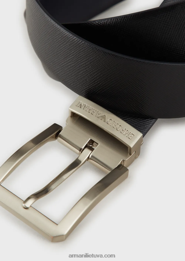 vyrų mėlyna Armani apverčiamas saffiano odinis diržas 02482X2026