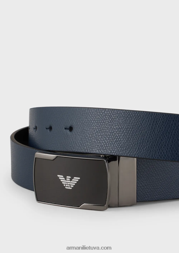 vyrų mėlyna Armani palmellato odos apverčiamas diržas 02482X1998
