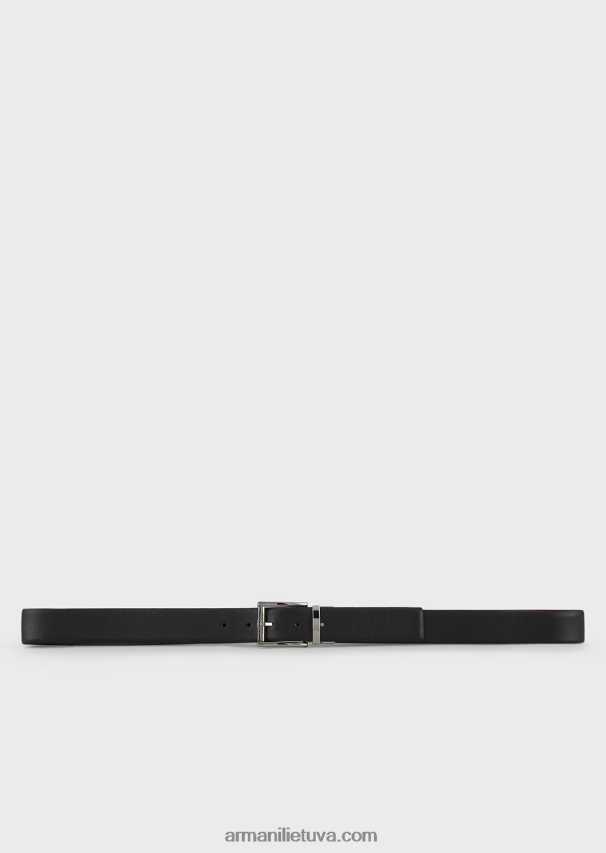 vyrų rudas Armani apverčiamas diržas iš margintos odos ir lygios odos 02482X2029