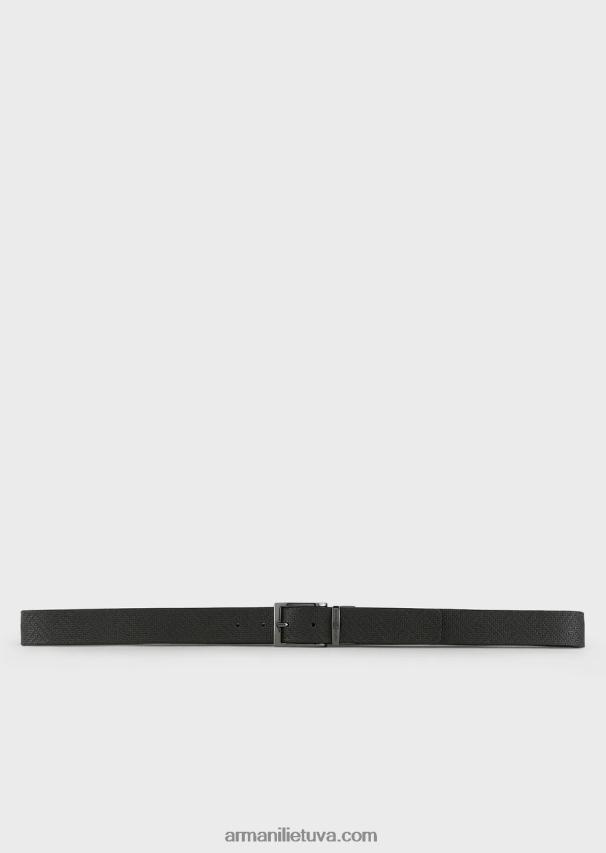 vyrų rudas Armani apverčiamas odinis pynimo diržas 02482X2025