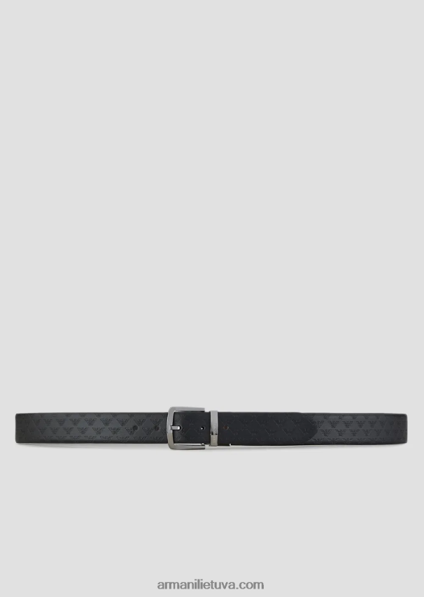 vyrų rudas Armani lygus odinis diržas su atspaudu 02482X2014