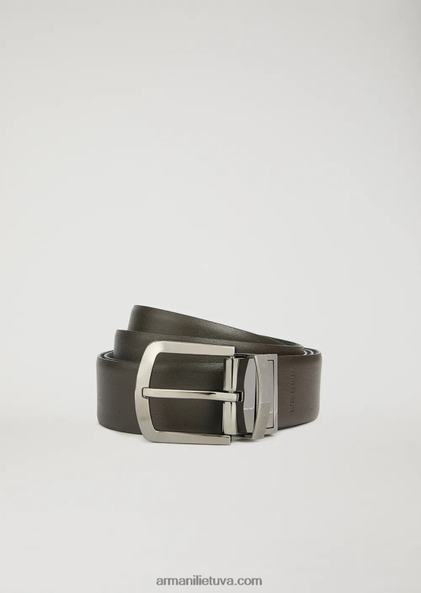 vyrų rudas Armani lygus odinis diržas su atspaudu 02482X2014