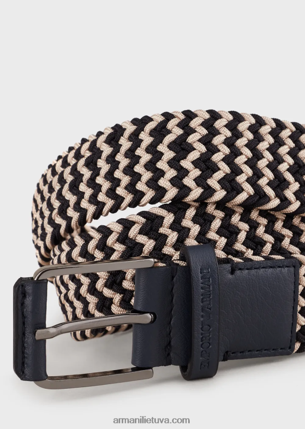 vyrų vidurnakčio mėlyna Armani austo audinio diržas 02482X2002