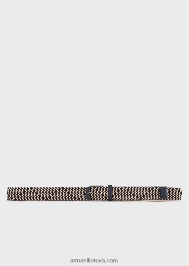 vyrų vidurnakčio mėlyna Armani austo audinio diržas 02482X2002