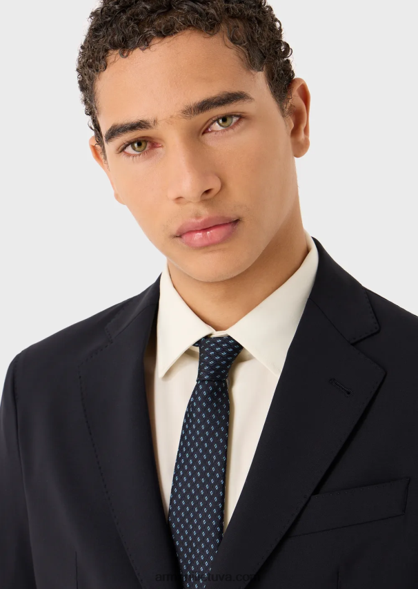 vyrųArmani gryno šilko žakardo kaklaraištis su deimantiniu mikro raštu 02482X2158