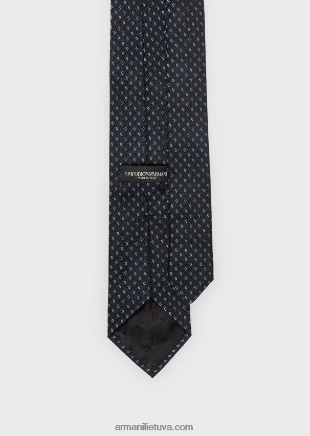 vyrųArmani gryno šilko žakardo kaklaraištis su deimantiniu mikro raštu 02482X2159