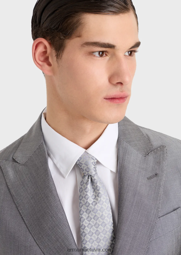 vyrųArmani gryno šilko erelis ir langinis žakardo kaklaraištis 02482X2142