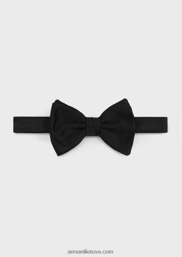 vyrų juodas Armani gryno šilko peteliškė su žakardo mikromotyvu 02482X2152