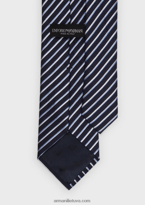 vyrų vidurnakčio mėlyna Armani šilko ir lino mišinio žakardo kaklaraištis 02482X2171