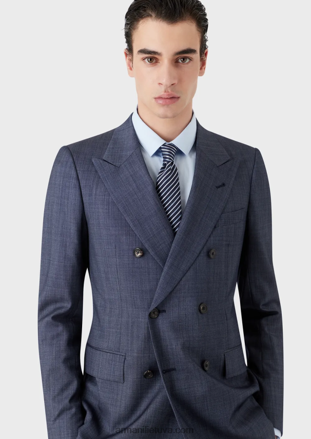 vyrų vidurnakčio mėlyna Armani šilko ir lino mišinio žakardo kaklaraištis 02482X2171