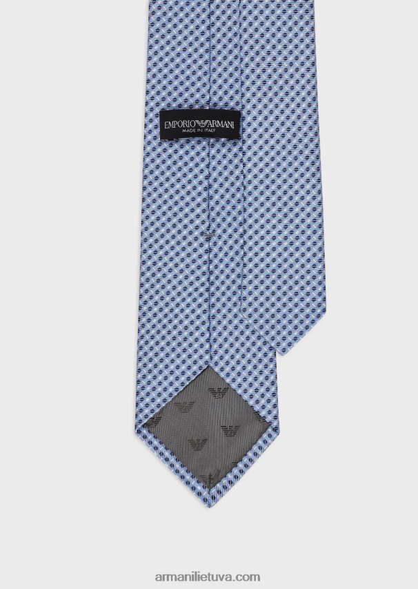 vyrų žydros spalvos Armani gryno šilko kaklaraištis su žakardo mikro raštu 02482X2166