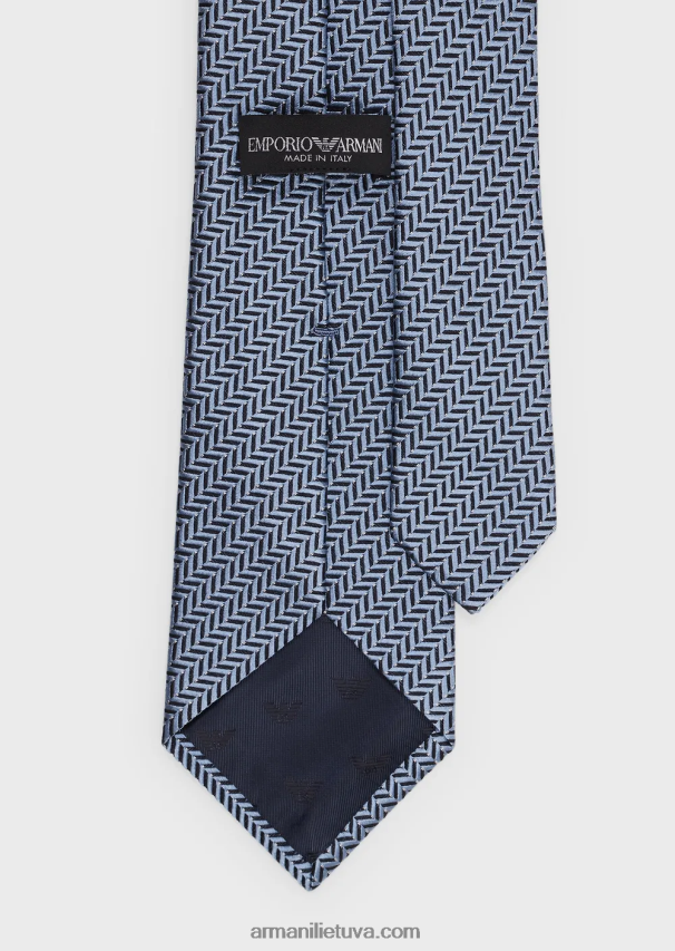 vyrų žydros spalvos Armani kaklaraištis iš dviejų atspalvių silkės gryno šilko žakardo 02482X2160