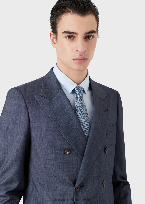 vyrų žydros spalvos Armani kaklaraištis iš dviejų atspalvių silkės gryno šilko žakardo 02482X2160