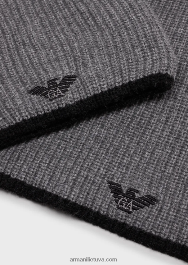 vyrųArmani kepurės ir šaliko komplektas su išsiuvinėtu ereliu 02482X2134