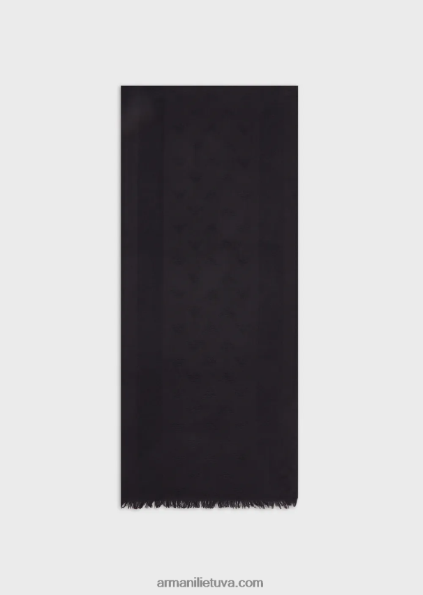 vyrųArmani vilnos mišinio šalikas su ereliu ir juostelėmis 02482X2118