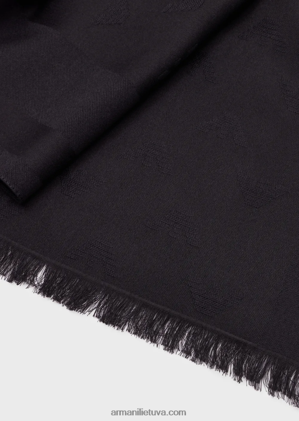 vyrųArmani vilnos mišinio šalikas su ereliu ir juostelėmis 02482X2118