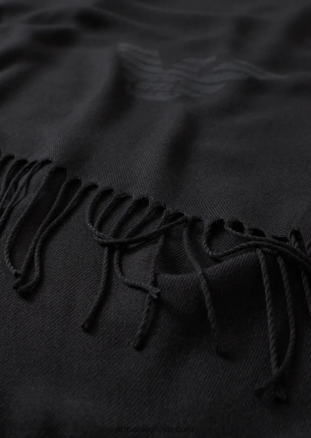 vyrų juodas Armani kutais skara su erelio raštu 02482X2127