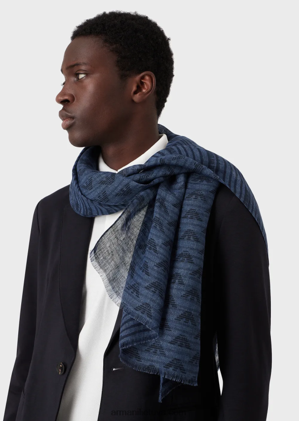 vyrų tamsiai mėlyna Armani lino pavogė su viso kolekcijos fraze 02482X2116