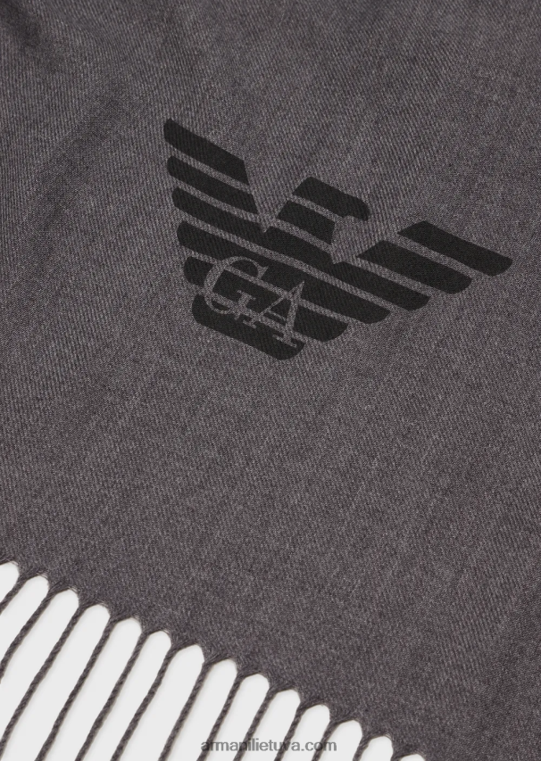 vyrų šviesiai pilka Armani kutais skara su erelio raštu 02482X2126