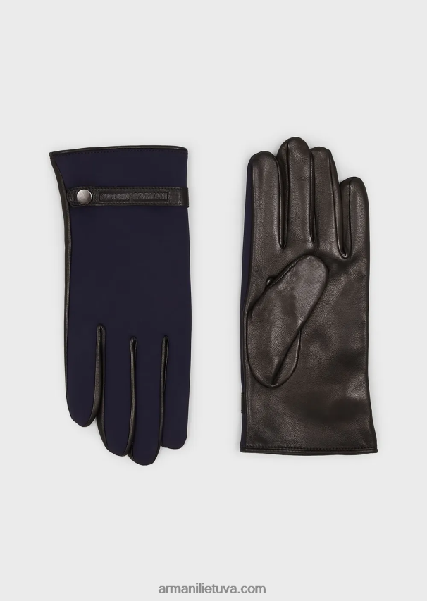 vyrųArmani nailono ir ėriuko odos nappa pirštinės 02482X2070