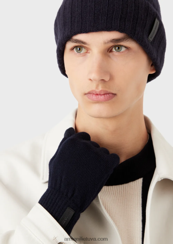 vyrųArmani nailono ir ėriuko odos nappa pirštinės 02482X2070