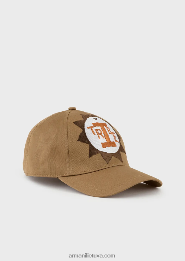 vyrųArmani tvarios kolekcijos ekologiškos medvilnės beisbolo kepuraitė su dideliais siuvinėjimais 02482X2060