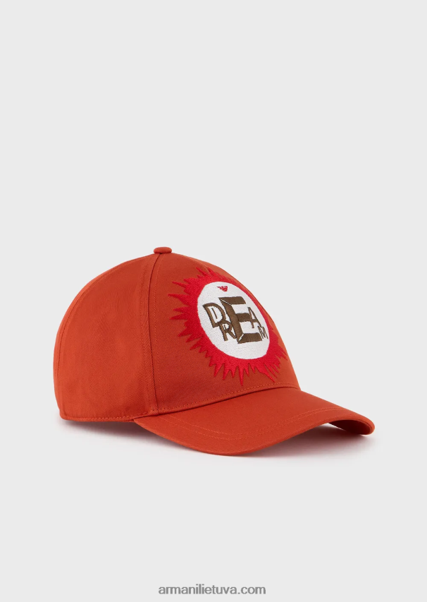 vyrųArmani tvarios kolekcijos ekologiškos medvilnės beisbolo kepuraitė su dideliais siuvinėjimais 02482X2061
