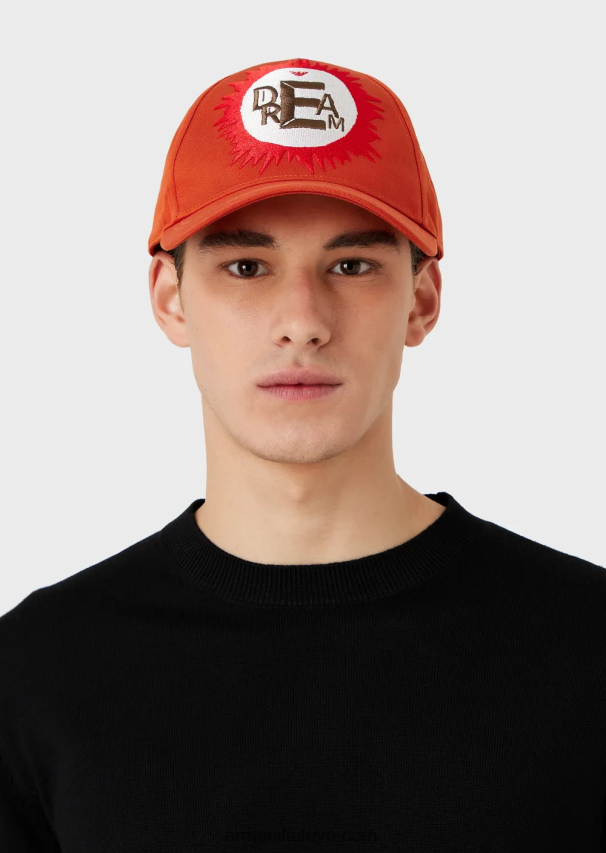 vyrųArmani tvarios kolekcijos ekologiškos medvilnės beisbolo kepuraitė su dideliais siuvinėjimais 02482X2061