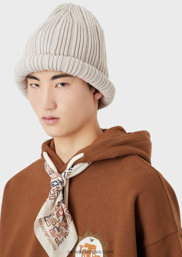 vyrųArmani tvarios kolekcijos ekologiškos medvilnės snapukė su briaunuota krašteliu 02482X2063