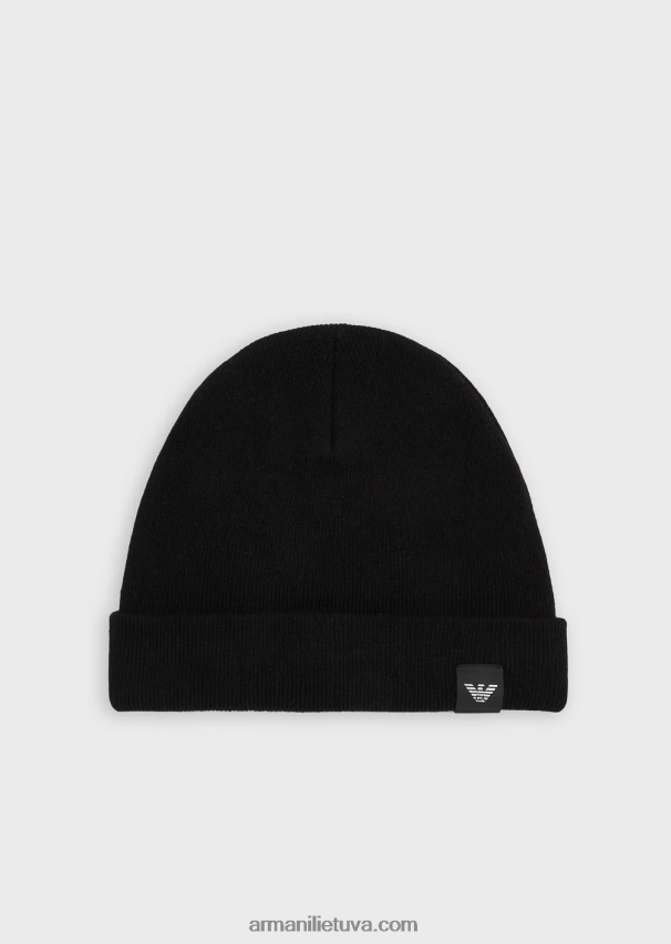 vyrų juodas Armani briaunota vilnos mišinio snaputė 02482X2064