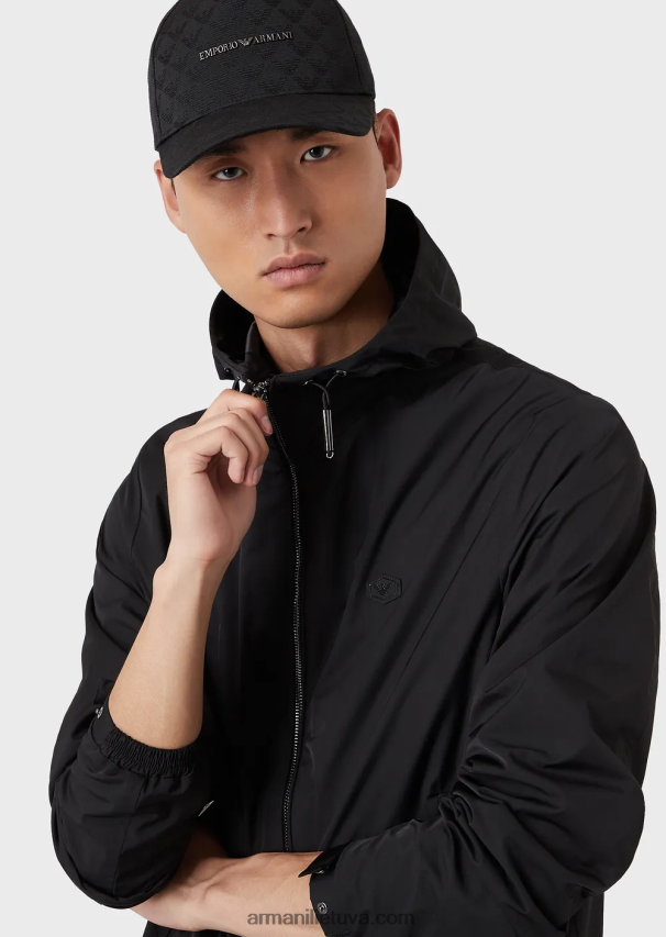 vyrų juodas Armani medžiaginė beisbolo kepurė su žakardo monograma 02482X2042