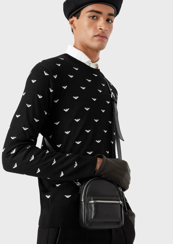 vyrų juodas Armani odinės pirštinės su jutikliniu ekranu 02482X2065