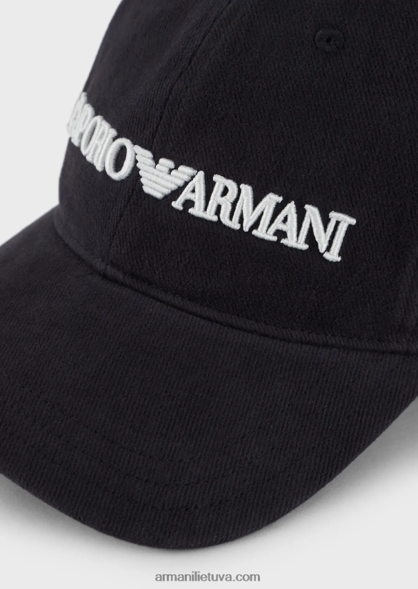 vyrų juodasbeisbolo kepuraite su reljefiniu emporio armani siuvinėjimu 02482X2044