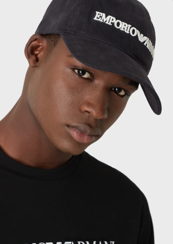 vyrų mėlynabeisbolo kepuraite su reljefiniu emporio armani siuvinėjimu 02482X2043