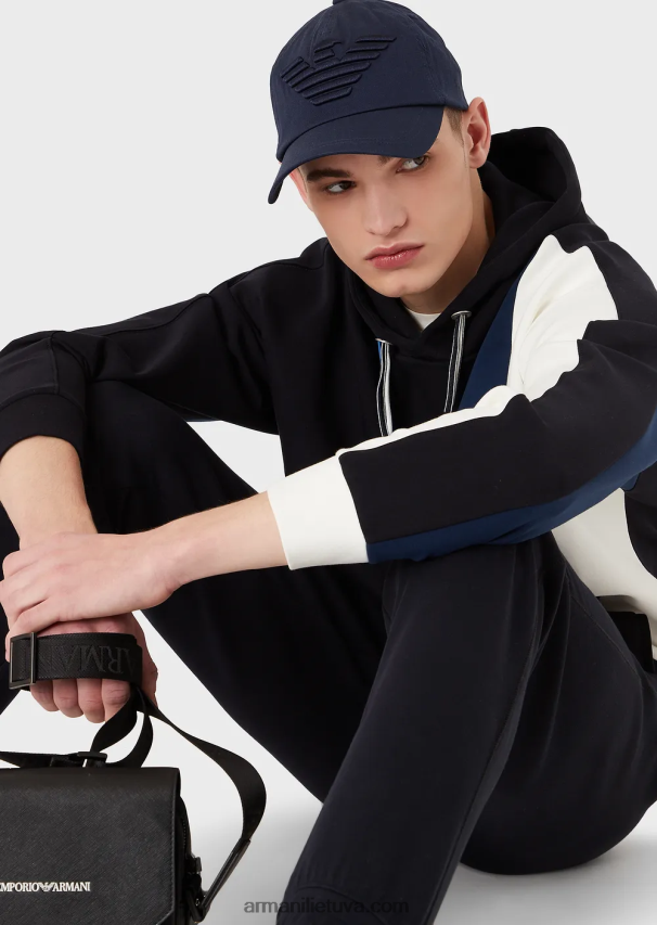 vyrų modelis Armani beisbolo kepurė su išsiuvinėtu per dideliu ereliu 02482X2046