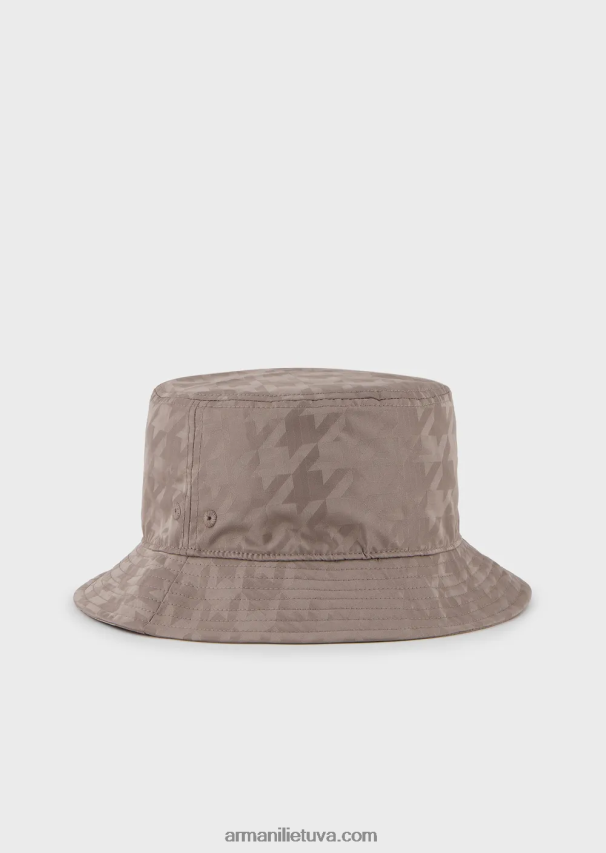 vyrų pilka Armani negabaritinė houndstooth žakardo nailono skrybėlaitė 02482X2053