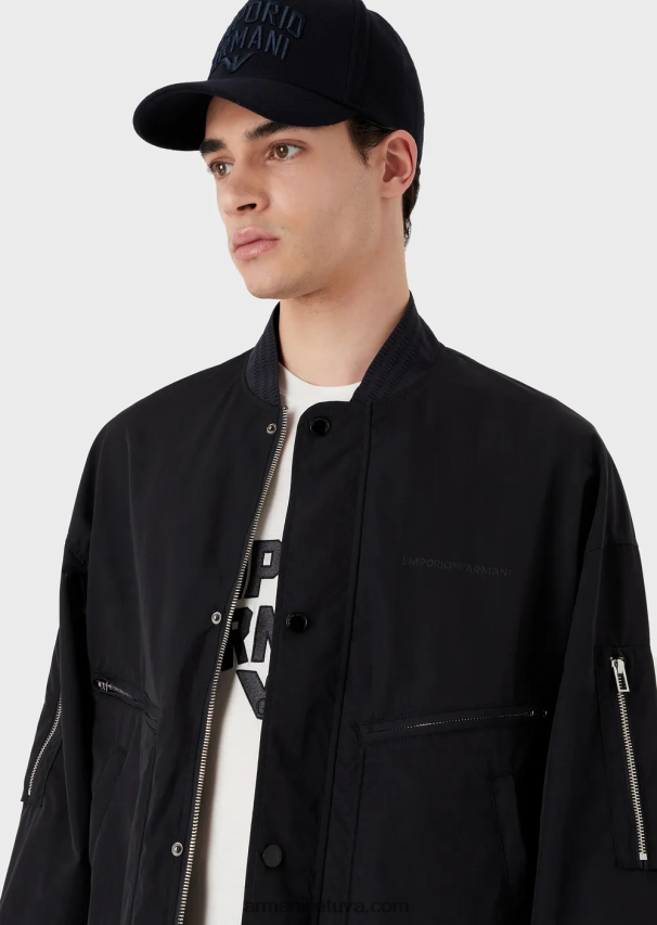 vyrų tamsiai mėlyna Armani beisbolo kepuraitė su reljefiniais išsiuvinėtais užrašais 02482X2034