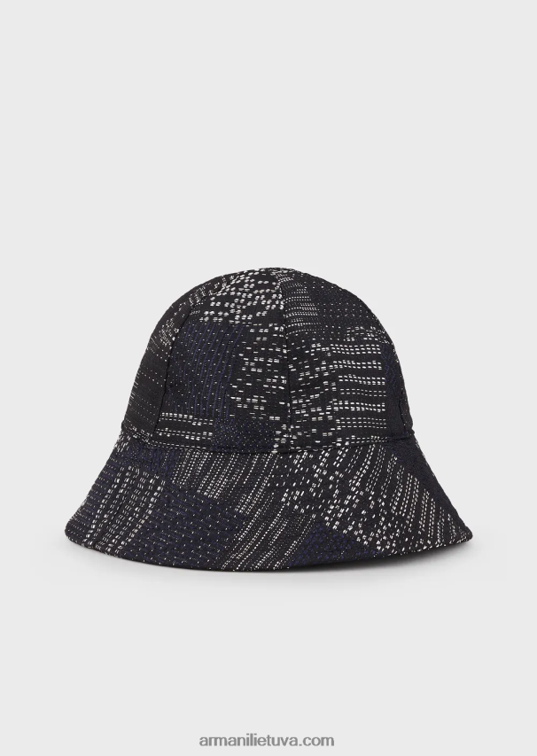 vyrų tamsiai mėlyna Armani kratinio efekto vanise žakardo klošinė kepurė 02482X2032