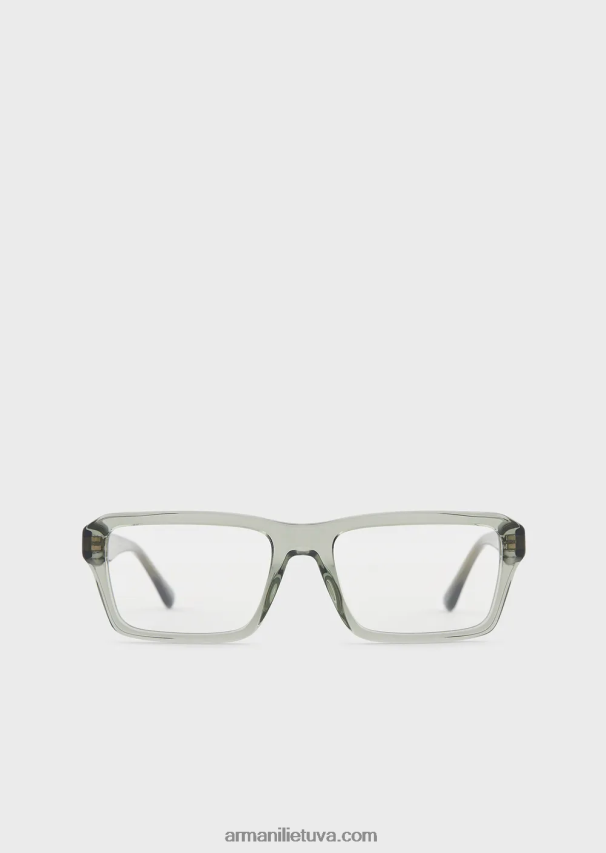 vyrų žalias Armani stačiakampiai akiniai 02482X2232