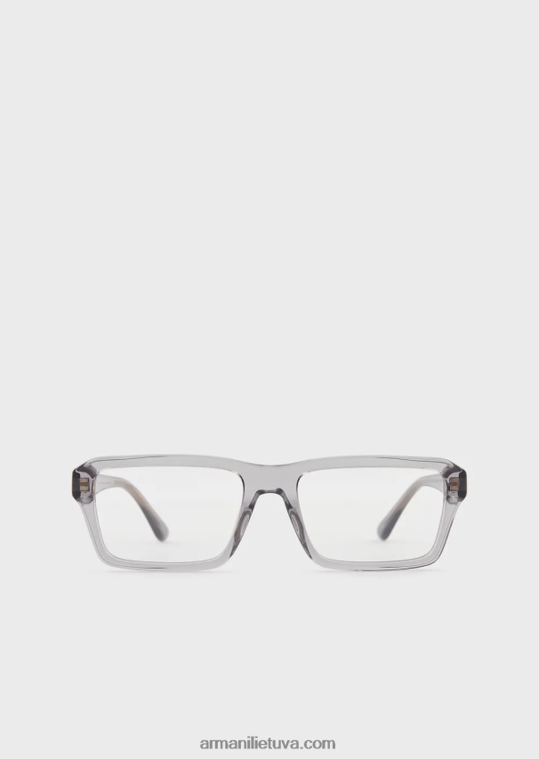 vyrų grigio scuro Armani stačiakampiai akiniai 02482X2248