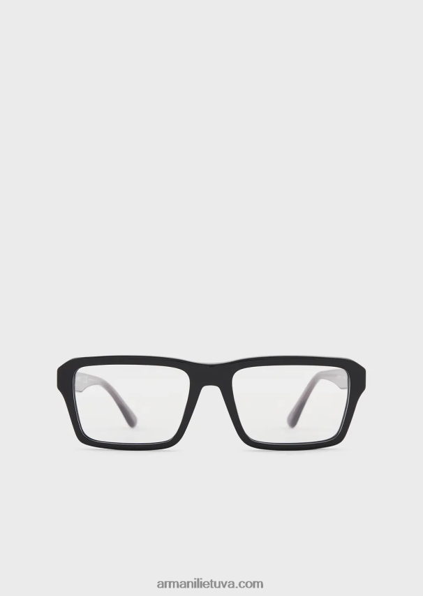 vyrų juodas Armani stačiakampiai akiniai 02482X2238