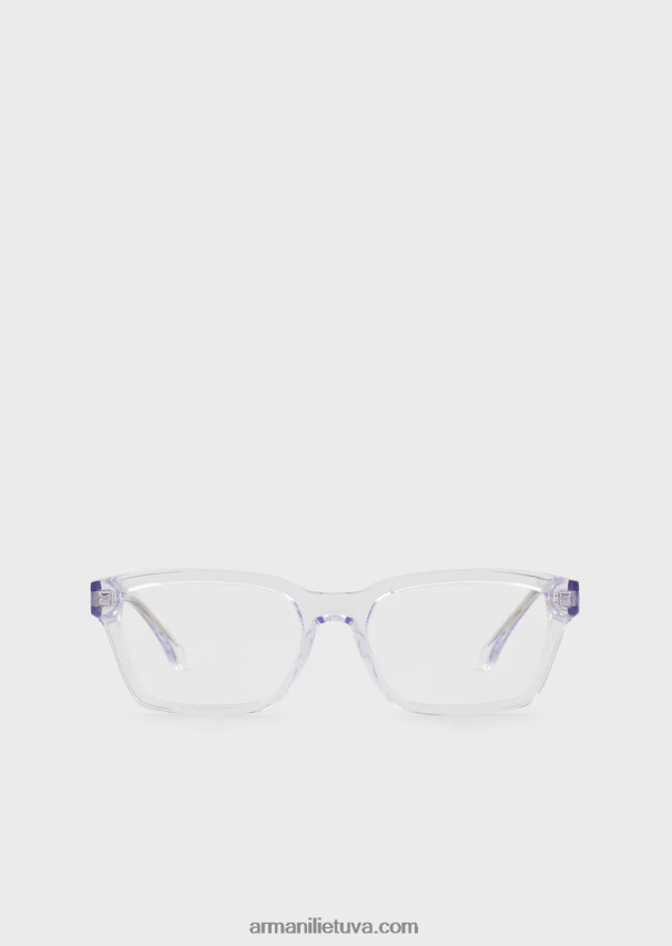 vyrų skaidrus Armani stačiakampiai akiniai 02482X2224