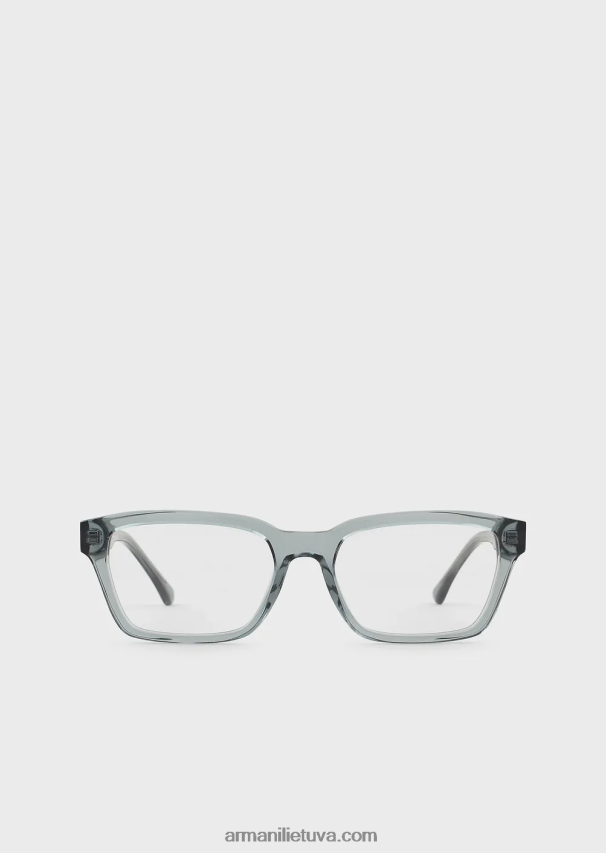 vyrų skaidrus Armani stačiakampiai akiniai 02482X2226